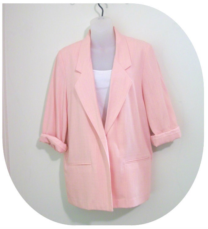 Peach pink  cream Oversized tuxedo Blazer outwear Jacket coat 90s