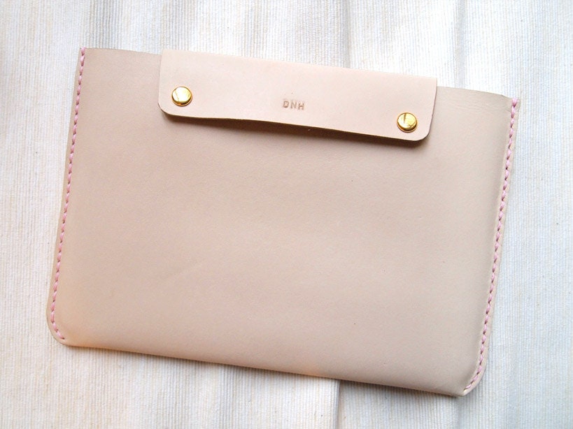Personalized iPad Mini Case - Back Pocket -  Leather - Hand Stitched