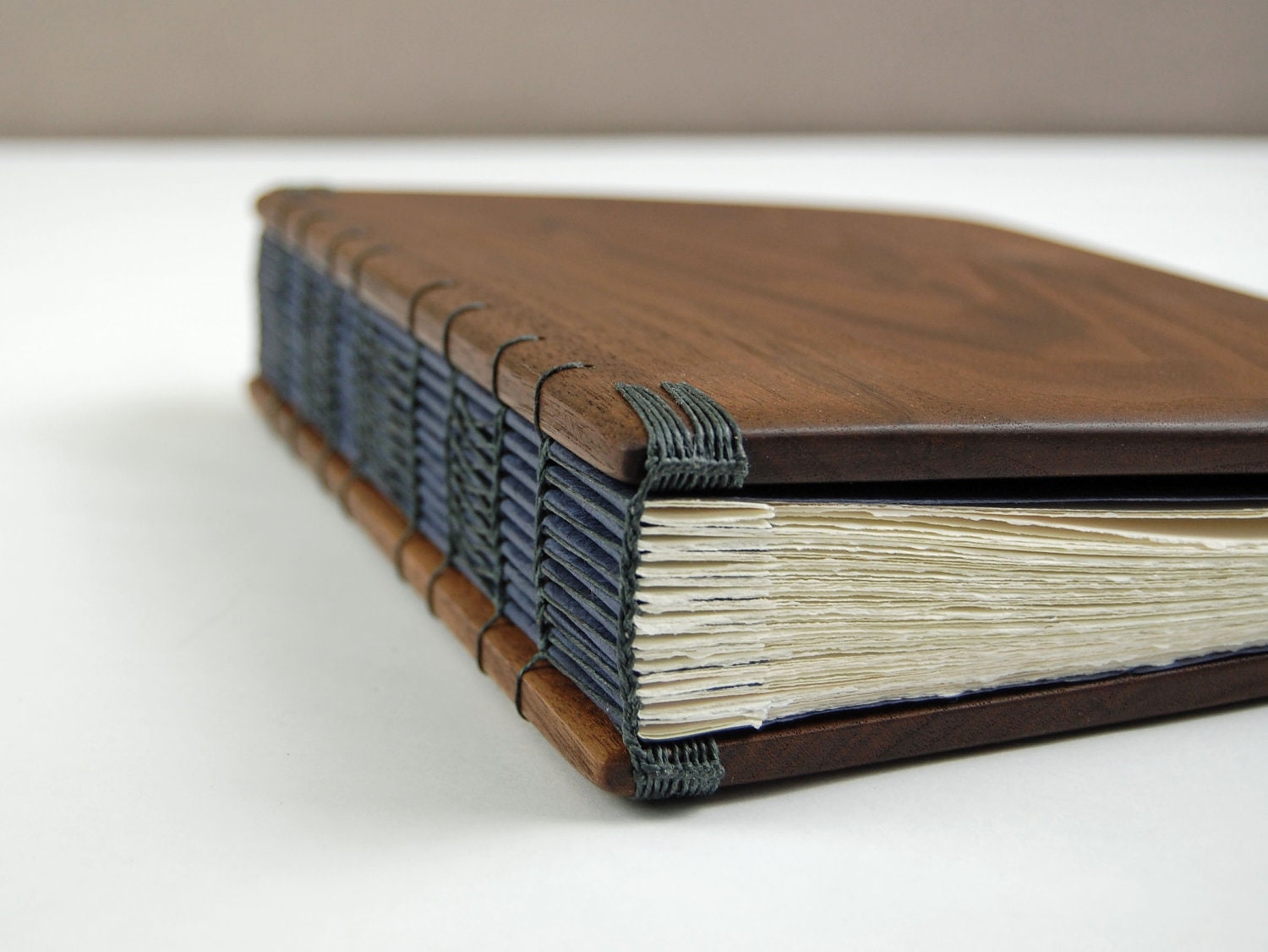 personalized wood wedding guest book  or journal black walnut  - custom engraved fall wedding rustic brown blue- made to order