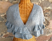 Ruffle Wrap Handknit in Glacier Blue