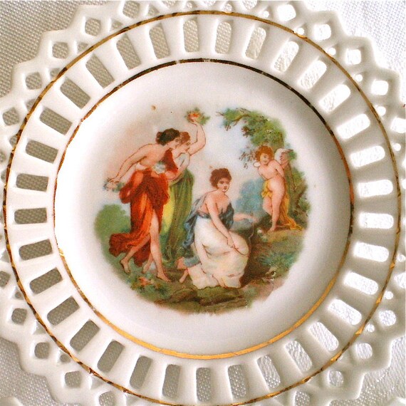 Antique Plates German Porcelain Classical by vintagedottirose
