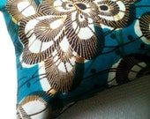 Teal Floral Lumbar Pillow Cushion cover - 12 x 22 inches