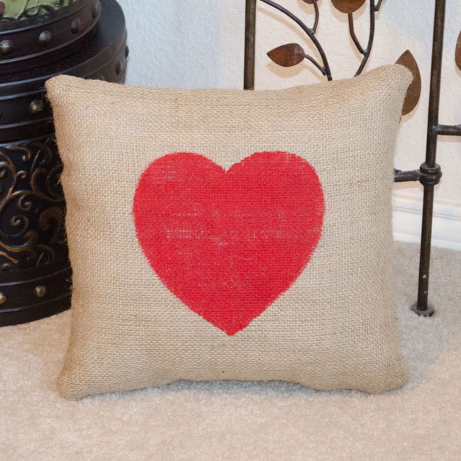 Red Heart Burlap Pillow Cover Slip Wedding Engagement Home Decor - We Do Custom Pillows
