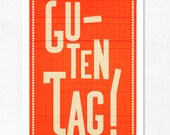German large print 11.70 x 16.50 (A3). Guten tag orange. (Special spring offer: Get a geometric poster for free) - edubarba