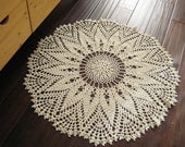 Ivory Cotton Lace Round Rug