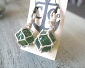 Miniature Fishing Float Earrings - Real Jade