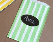 Candy Buffet Bags Kids Birthday Party 10 Lime Green Striped Chalkboard Labels Favors Wedding Baby Shower Carnival Popcorn Treat Goody Goodie