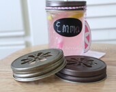 Mason Jar Lids Table Setting 20 Daisy Cut RUSTIC BRONZE for Tumblers Cups Glasses Kids Birthday Party Wedding Baby Shower w/ straw flags