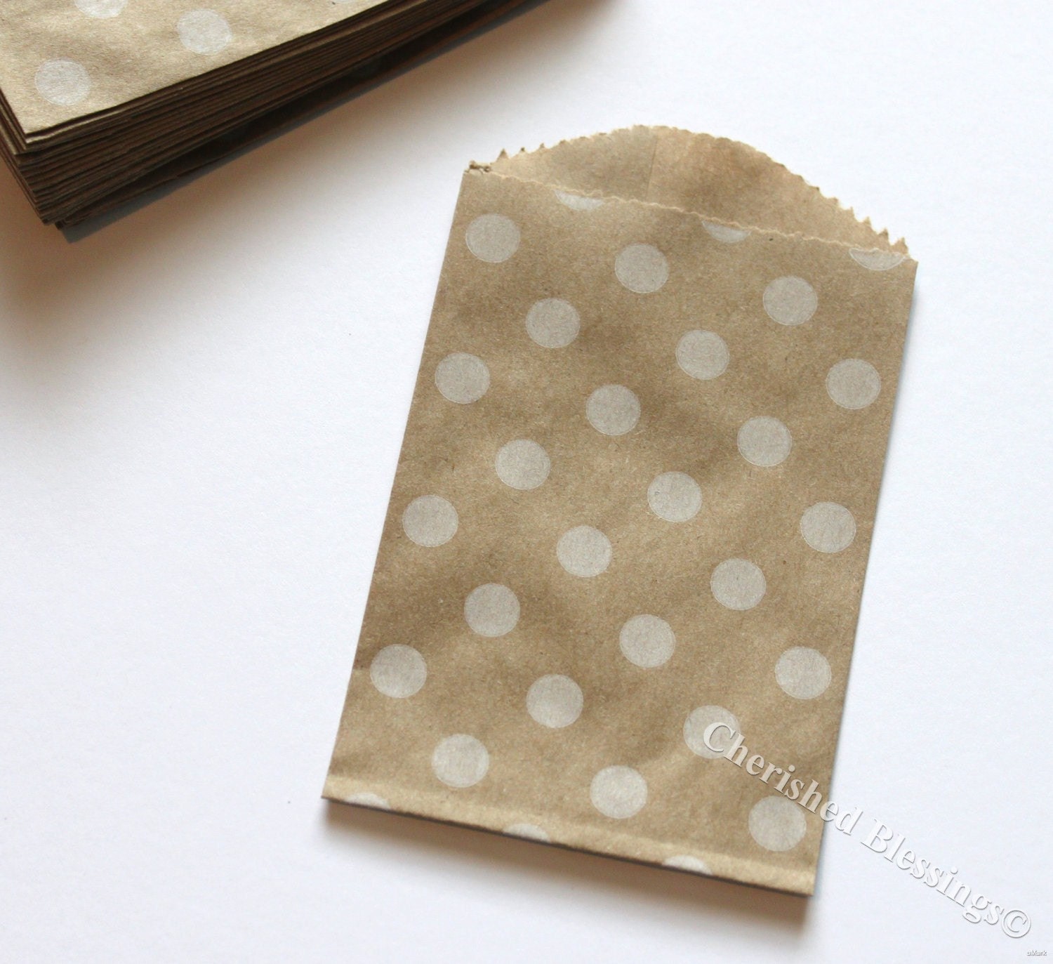 Polka Dot Bags, 20 Rustic Dots Wooden Utensils Silverware MINI SIZE Paper Goods Table Setting Birthday Wedding Baby Shower w/ Straw flags Il_570xn