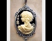 Edwardian Goddess Cameo Necklace - Victorian Ivory Lady
