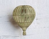 Hot Air Balloon Brooch ... Buttermilk Yellow Cream Shabby Steampunk Explorer