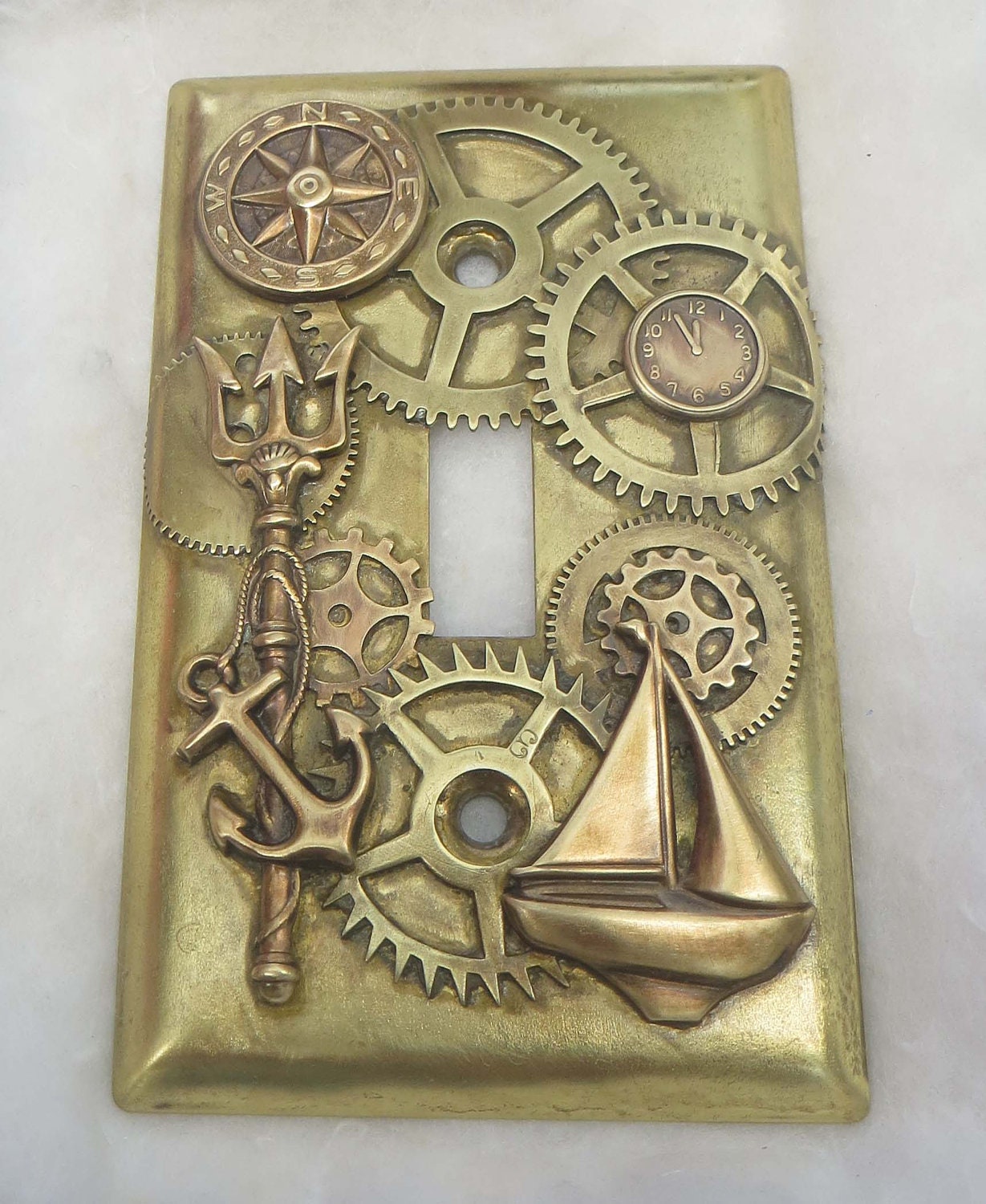 Steampunk Nautical Light Switch Plate made to order