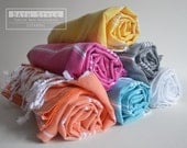 Free Shipment SET 6 Piece Turkish BATH Towel - Classic Peshtemal - White - Dark gray - Pink - Yellow - Blue - Orange