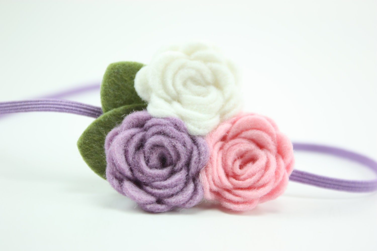 Lavender and Pink Headband. Felt Flower Headband for Newborn Baby Girls. Toddlers. Adult Women