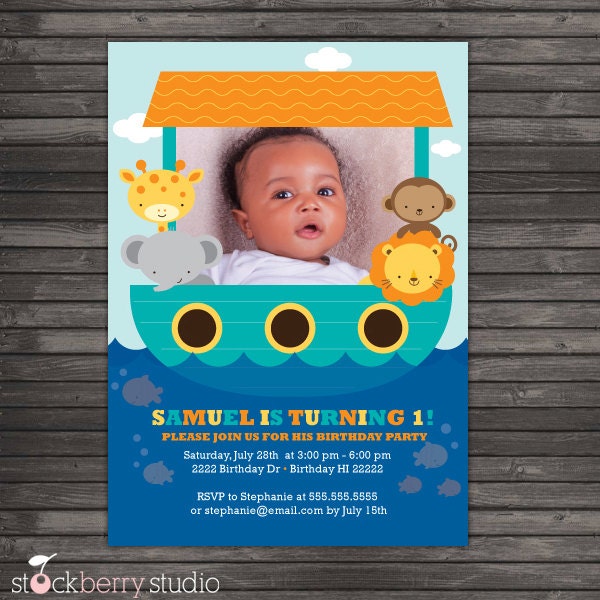 Noah's Ark Birthday or Baby Shower Printable Invitation Il_570xn