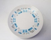 Blue Heaven Bread and Butter Plates by Royal China - Set of Four - Atomic Mid Century Design
