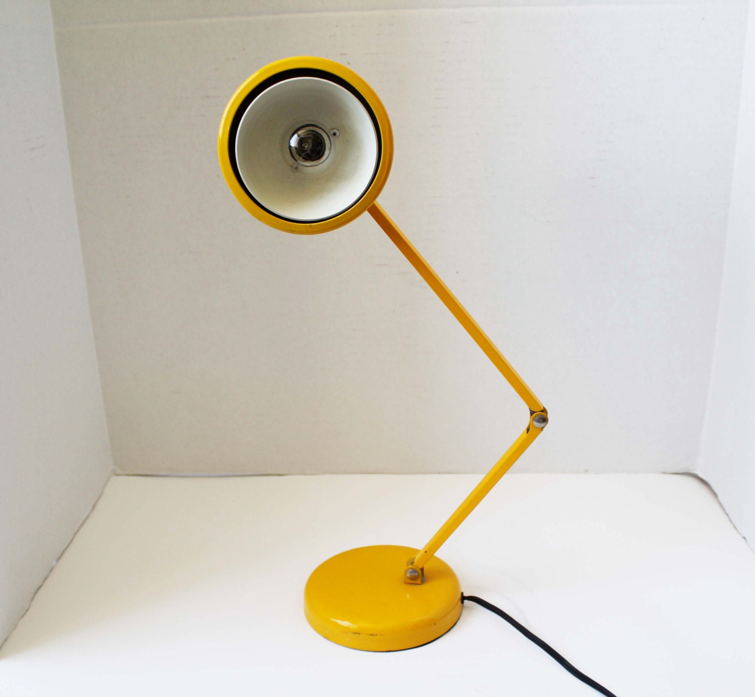 Yellow Swing Arm Desk Lamp - Industrial Mid Century