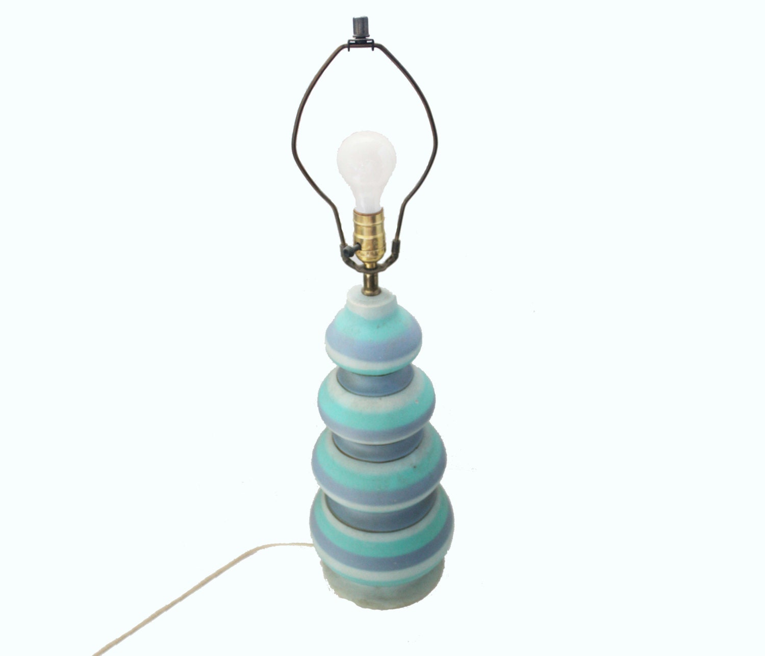 Aqua and Blue Bubble Mid Century Table Lamp