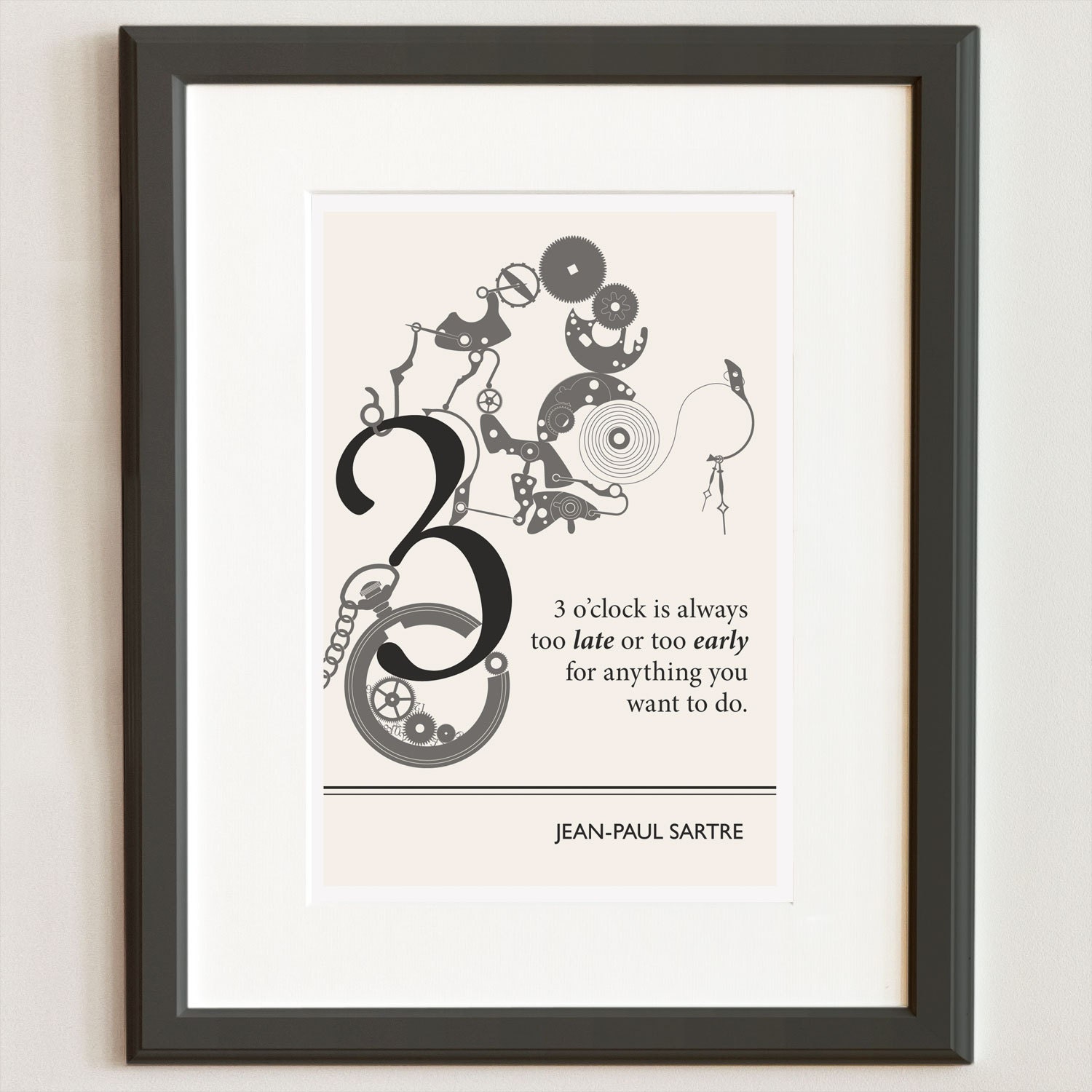 Illustration, Jean-Paul Sartre Quote, Fine Art Prints and Art Posters, Philosophy Quote, Philosopher, Minimalist Drawing