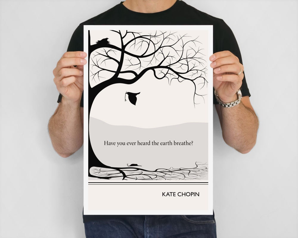 Illustration, Kate Chopin Quote, Fine Art Prints, Art Posters, Giclee Print Poster, Literary, Book Art Drawing