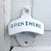 White Bottle Opener -White And Aqua - Cast Iron - Wedding Gift - Vintage Inspired -Retro Feel- Coastal Home Decor-Metal Wall Decor -Winter