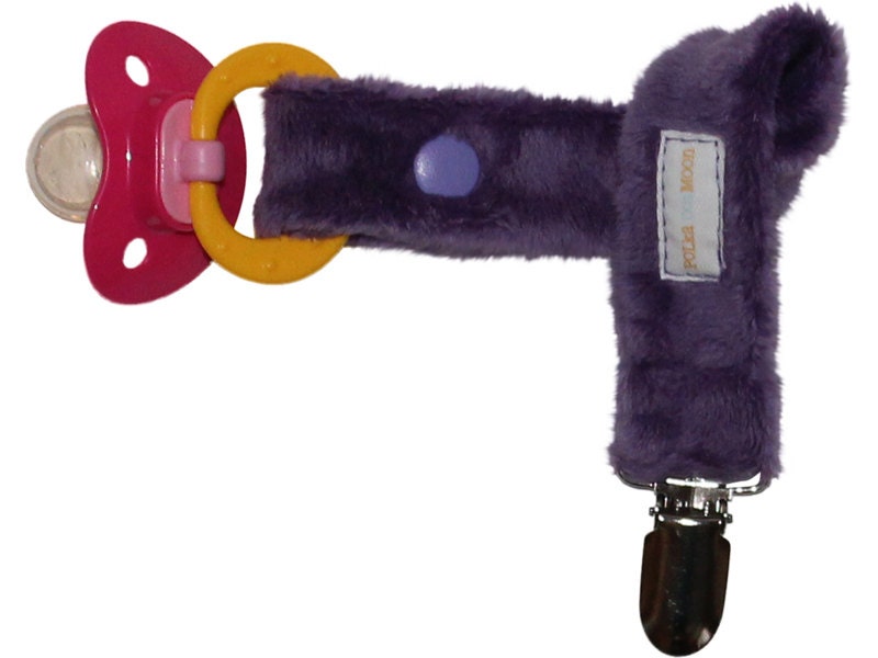 Girls Pacifier Clip -Purple Minky - Cute Baby Girl Gift