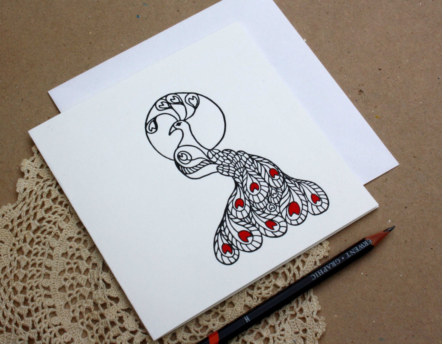 Blank Card White Peacock