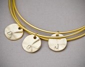 Custom Personalized 3 initial Discs GOLD Bangle Set of Three, Personalized Jewelry, Initial Bracelet, Bridesmaid Jewelry, Family Bracelet