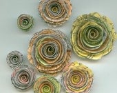Travel the World Atlas Map Inspired  Handmade Spiral Rose Paper Flowers
