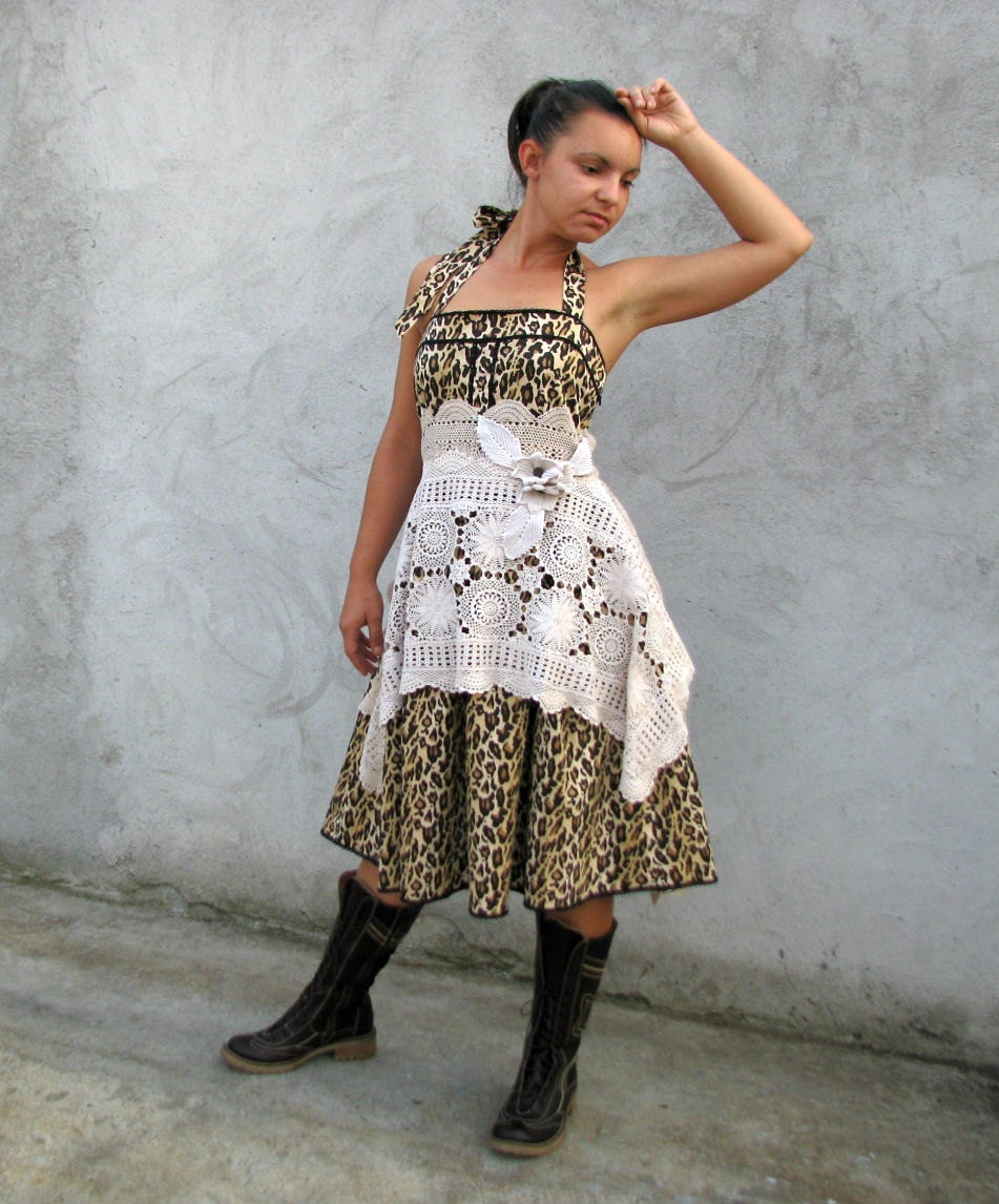 Women dress vintage 1950s Style handmade Alternative  Dresses Boho shabby chic  bohemian gypsy ooak dress   combined of vintage pieces S/M/L