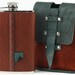 Exclusive hip flask, leather cover, stainless steel, 200ml of high quality craftsmanship MADE IN EU