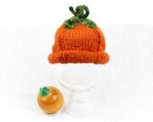 Pumpkin Hat - Soft Hand Knit - Baby size - Made to Order