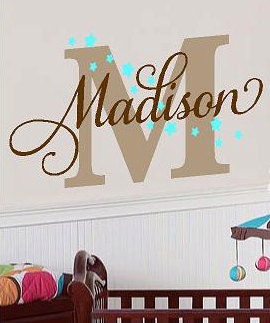 Personalized girl Monogram stars -Vinyl wall decal Lettering words graphics Home decor itswritteninvinyl