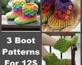 Crochet PATTERN Three Boot Patterns For 12 - Permission to Sell Finished Items