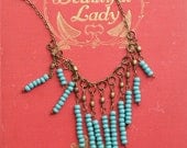 Turquoise Bead Necklace Fringe Under 25 Simple Jewelry Bohemian Ethnic Tribal Black Friday Etsy