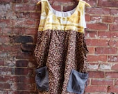 Relaxed Fit Artisan Smock Dress/ Womens Smock Dress/ Pocket Dress/Upcycled Clothing/Maternity Nursing Dress