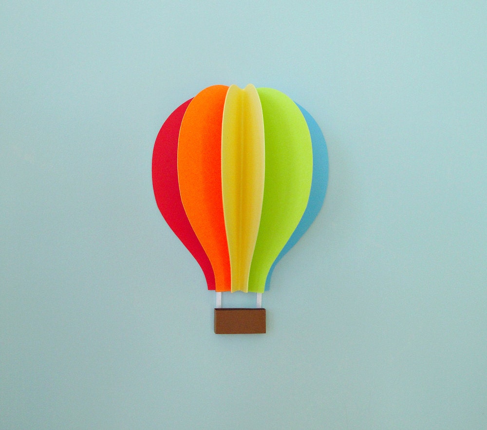 Hot Air Balloon Wall Decal, Paper Wall Art, Wall Decor, 3D Wall Art