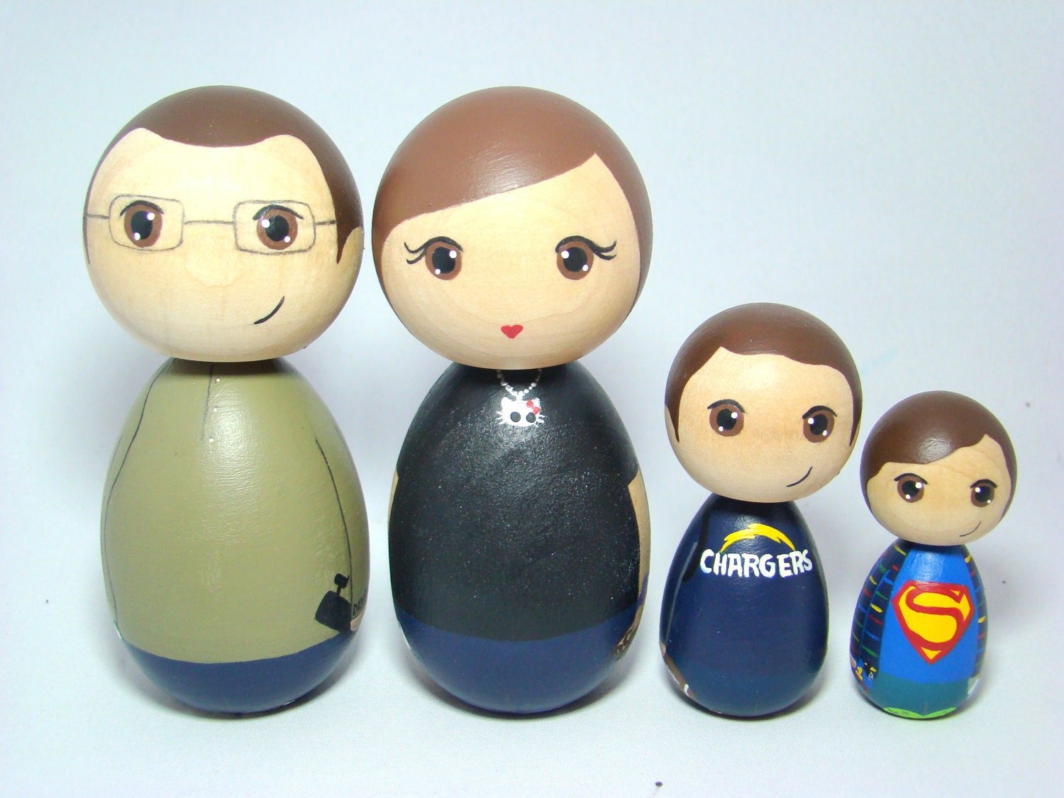 Custom Kokeshi Doll Family of 4