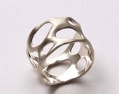 Bio A - 14k white gold ring , Wedding Ring , Unisex Ring , Wedding Band , Mens Ring