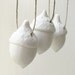 Christmas Tree Ornaments - Free Worldwide Shipping - White Porcelain Acorn Ornaments - Set of 3