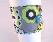 Coffee Sleeve Coffee Cozy Grey Lime Green Aqua Blue Floral for Women Girls