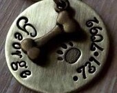 Custom Dog Tag (Pet ID Tag) Personalized Brass Soup Bone -Customize