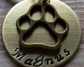 Custom Paw Bronze Silhouette -Pet ID Tag/Tags