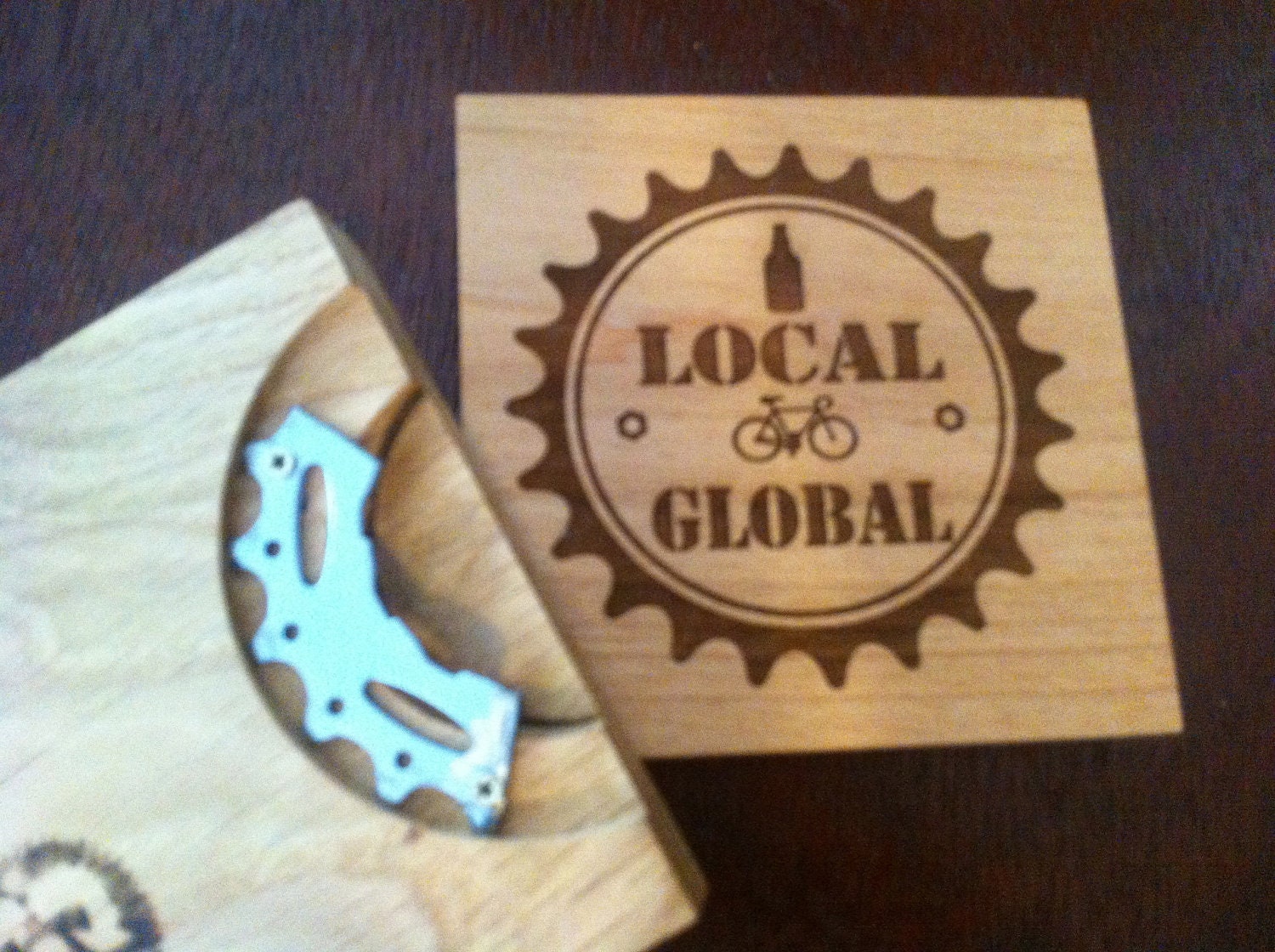 drink LOCAL bike GLOBAL - Bottle Opener & Coaster in ONE (single coaster)