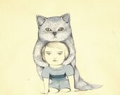 Cat , giclee print