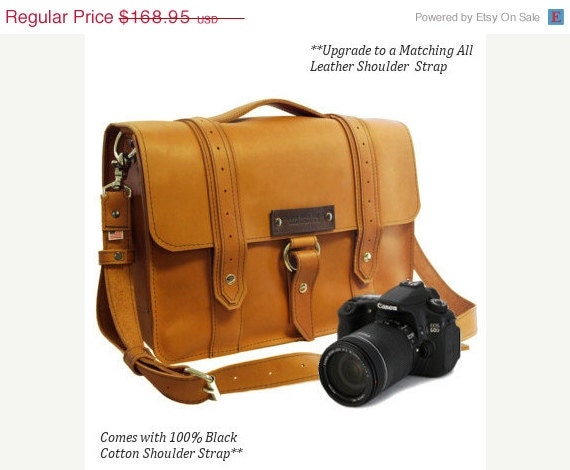 Summer Sale 14" Sunrise Newport Voyager Leather Camera Bag - Made in America