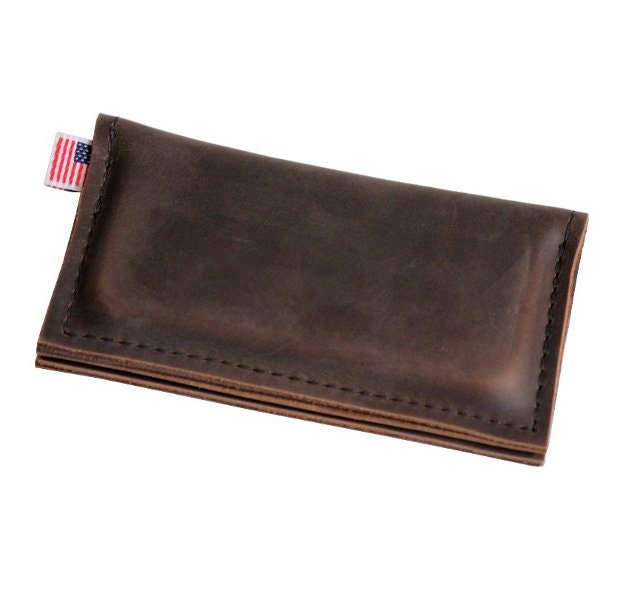 Leather iPhone 5 Wallet - Brown - Classic plain front - 100% Full Grain Leather - Made in the U.S.A. - Free Shipping