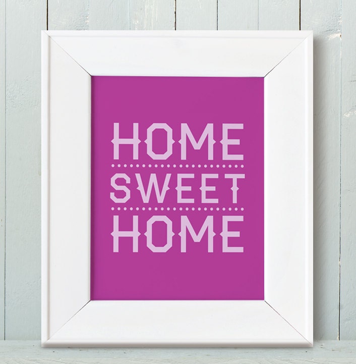 11x14 Home Sweet Home Typography print. Plum - 0613p