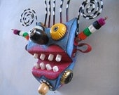 Mini Mask 20, Original Found Object Sculpture, Wall Art, by Fig Jam Studio