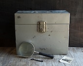 Porta File Storage Box - Vintage Grey Metal
